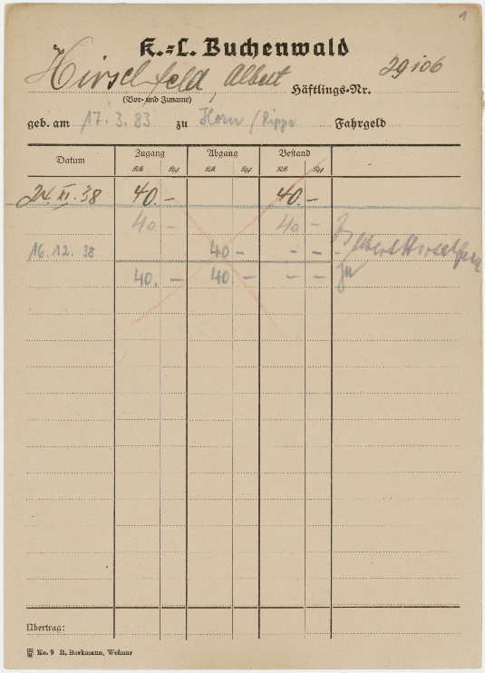 02Geldkarte aus dem KZ Buchenwald von Albert Hirschfeld-ThHStAW, KZ Buchenwald. Geldkartei, Albert Hirschfeld_90dpi.png